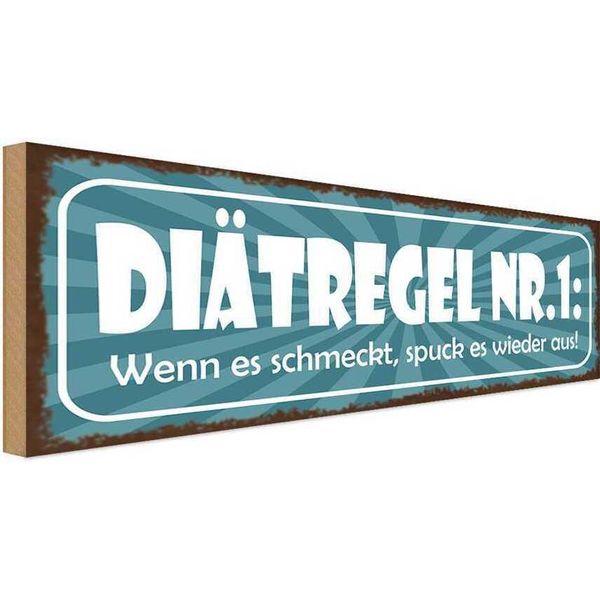 Vianmo Insegna In Legno 10X27 Cm DiäT Schmeckt Spuck Wieder Aus-image
