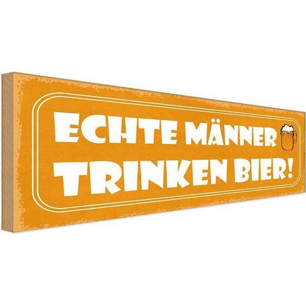 Vianmo Insegna In Legno 10X27 Cm Echte MäNner Trinken Bier-image