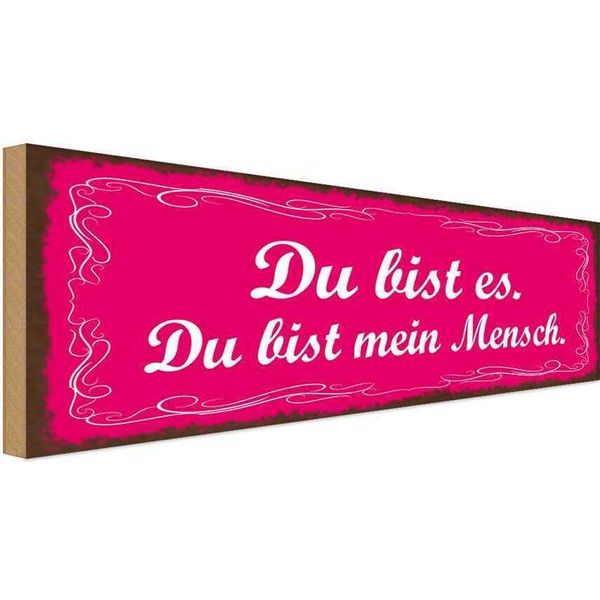 Vianmo Insegna In Legno 10X27 Cm Du Bist Es Du Bist Mein Mensch-image