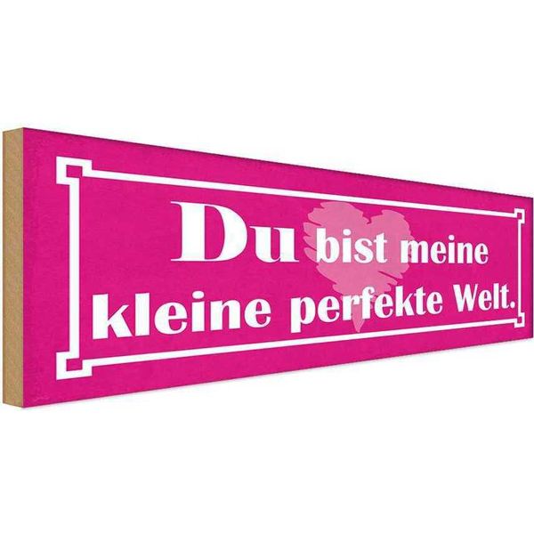 Vianmo Insegna In Legno 10X27 Cm Du Bist Meine Perfekte Welt-image