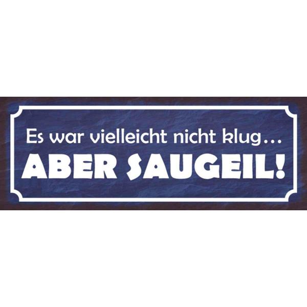 Vianmo Insegna In Legno 10X27 Cm Es War Nicht Klug Aber Saugeil-image