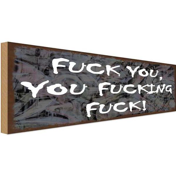 Vianmo Insegna In Legno 10X27 Cm Fuck You You Fucking Fuck-image