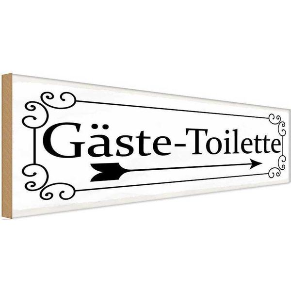 Vianmo Insegna In Legno 10X27 Cm GäSte-Toilette Rechts-image