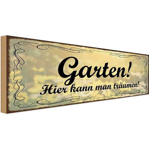 Vianmo Insegna In Legno 10X27 Cm Garten Hier Kann Man TräUmen-image