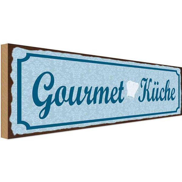 Vianmo Insegna In Legno 10X27 Cm Gourmet KüChe Blau-image