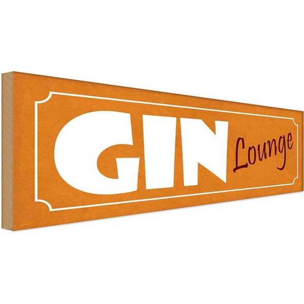 Vianmo Insegna In Legno 10X27 Cm Gin Lounge-image