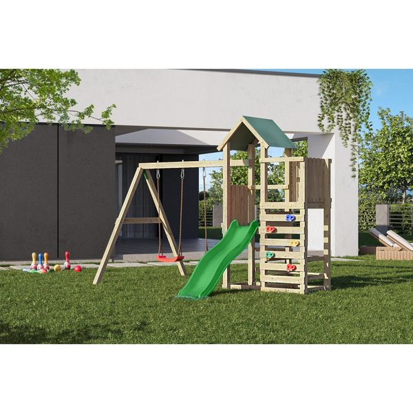 Fungoo Spielturm KlettergerüSt Chester Mit Schaukel & Rutsche-image
