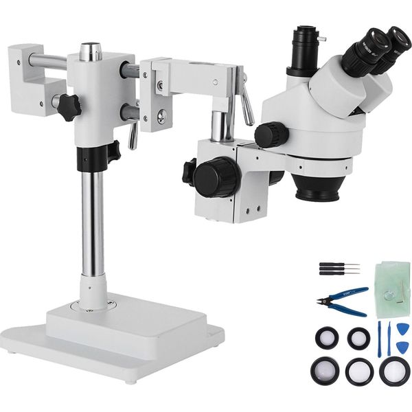 Vevor 3.5X-90X Microscopio Stereo Zoom Trinoculare Simulato In Lega Al-Zn Microscopio Stereo Trinoculare Ruotabile A 360 Gradi Supporto A Doppio Braccio Video Microscopio Da Laboratorio Due Supporti Regolabili In Altezza Accessori-image