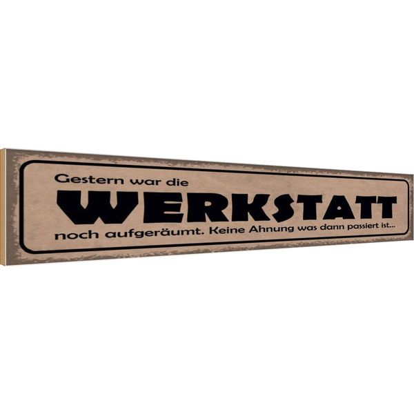 Vianmo Insegna In Legno 10X46 Cm Gestern Werkstatt War AufgeräUmt-image
