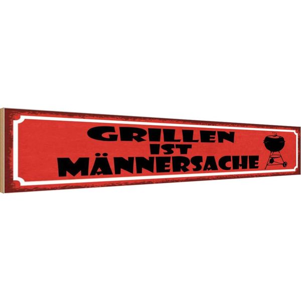 Vianmo Insegna In Legno 10X46 Cm Grillen Ist MäNnersache-image