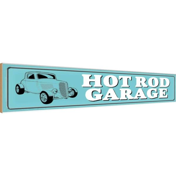Vianmo Insegna In Legno 10X46 Cm Hot Rod Garage Auto-image