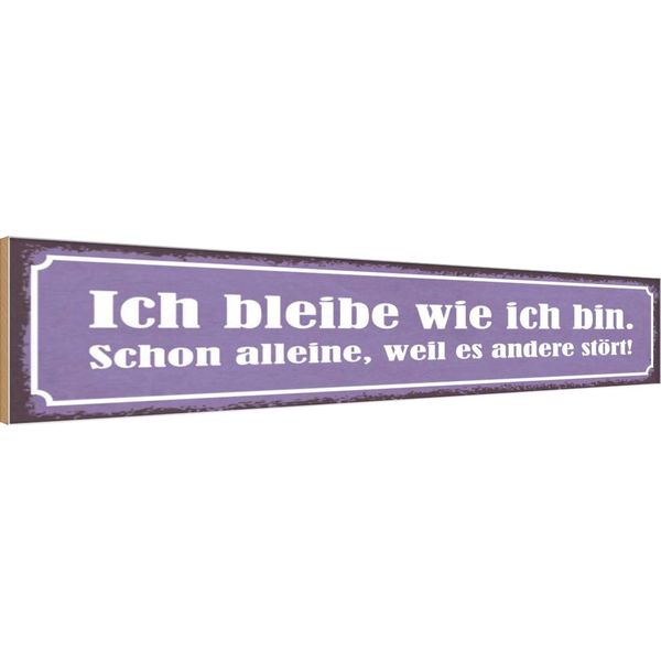 Vianmo Insegna In Legno 10X46 Cm Ich Bleibe Wie Ich Bin Alleine-image