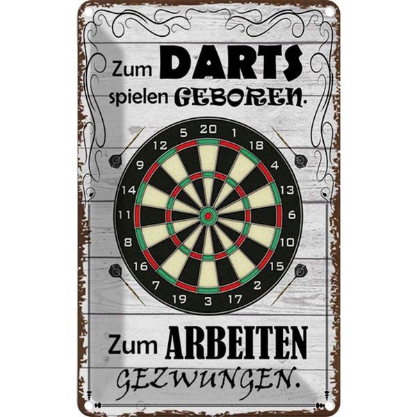 Vianmo Insegna Di Latta 30X20 Cm Zum Darts Spielen Geboren-image