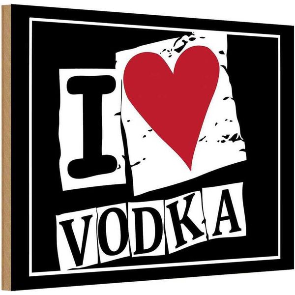 Vianmo Insegna In Legno 12X18 Cm Alkohol I Love Vodka Herz-image