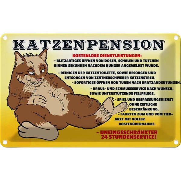 Vianmo Insegna Di Latta 20X30 Cm Katzenpernsion 24H Service-image