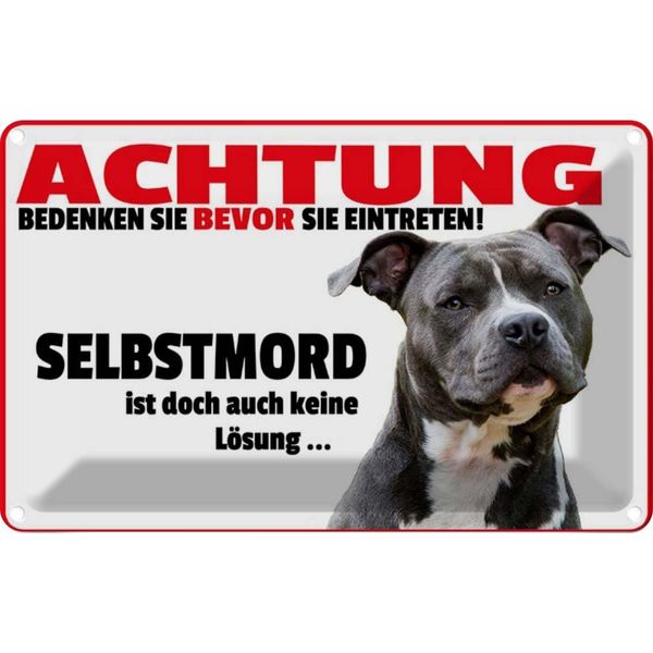 Vianmo Insegna Di Latta 20X30 Cm Achtung Bedenken Eintreten Hund-image