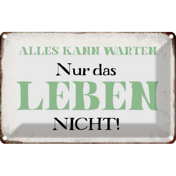 Vianmo Insegna Di Latta 20X30 Cm Alles Kann Warten Leben Nicht-image