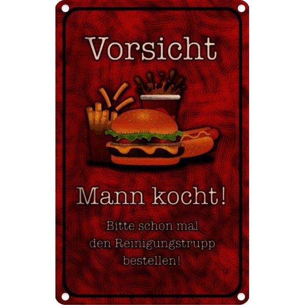 Vianmo Insegna Di Latta 30X20 Cm Vorsicht Mann Kocht Bitte-image