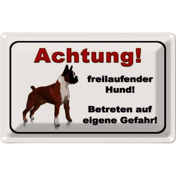 Vianmo Insegna Di Latta 12X18 Cm Achtung Freilaufender Hund-image