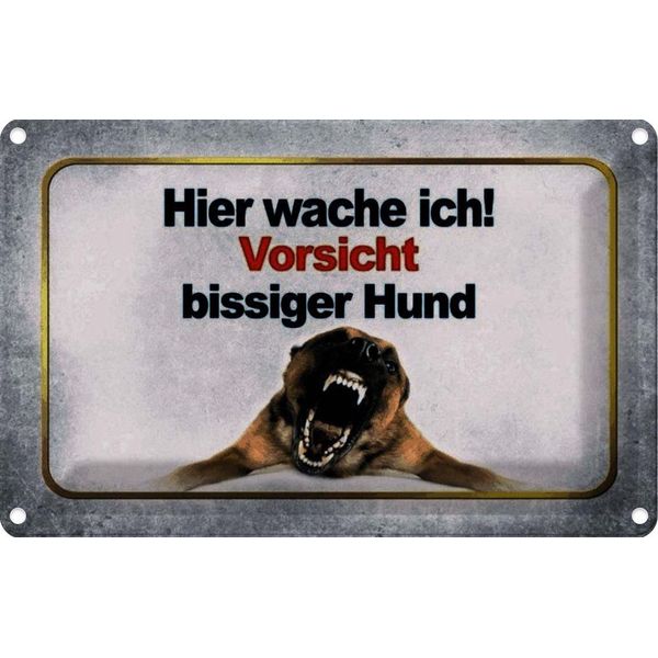 Vianmo Insegna Di Latta 20X30 Cm Vorsicht Bissiger Hund-image