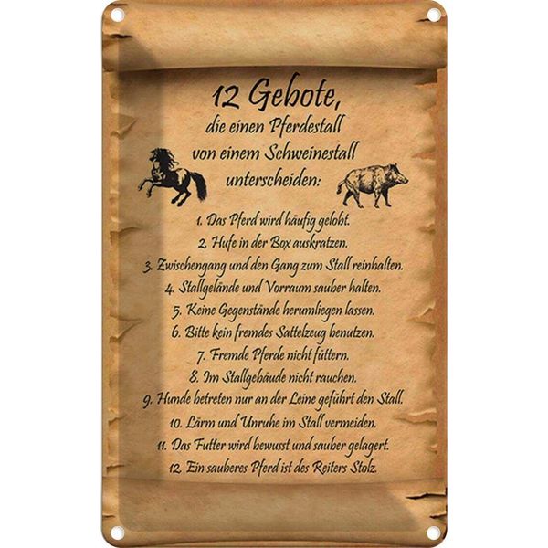 Vianmo Insegna Di Latta 30X20 Cm Gebote Pferdestall Schweinestall-image