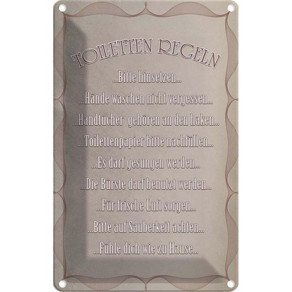 Vianmo Insegna Di Latta 18X12 Cm Toiletten Regeln Bitte Hinsetzen-image