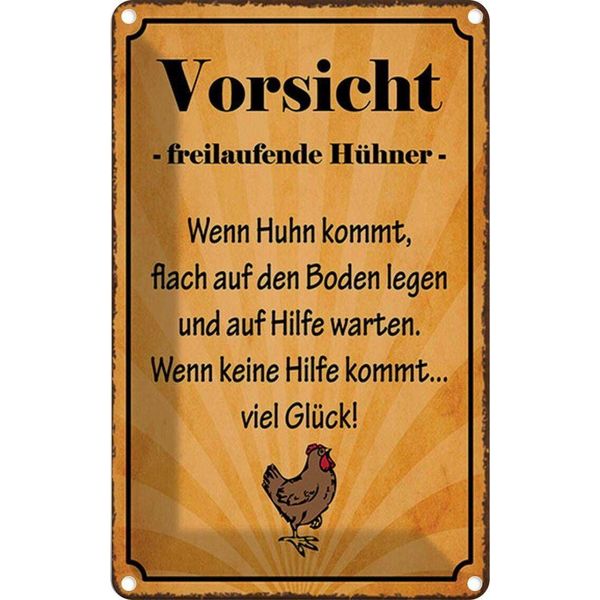 Vianmo Insegna Di Latta 30X20 Cm Vorsicht Freilaufende HüHner-image