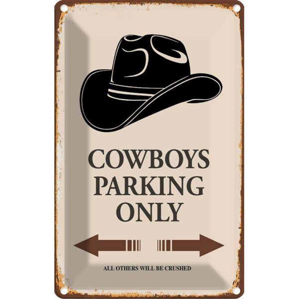 Vianmo Insegna Di Latta 18X12 Cm Cowboys Parking Only-image