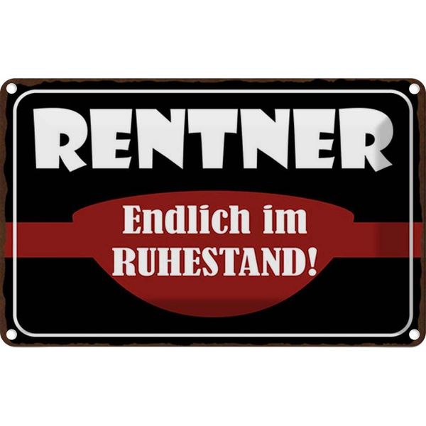 Vianmo Insegna Di Latta 12X18 Cm Rentner Endlich Im Ruhestand-image