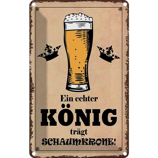 Vianmo Insegna Di Latta 30X20 Cm Echter KöNig TräGt Schaumkrone-image