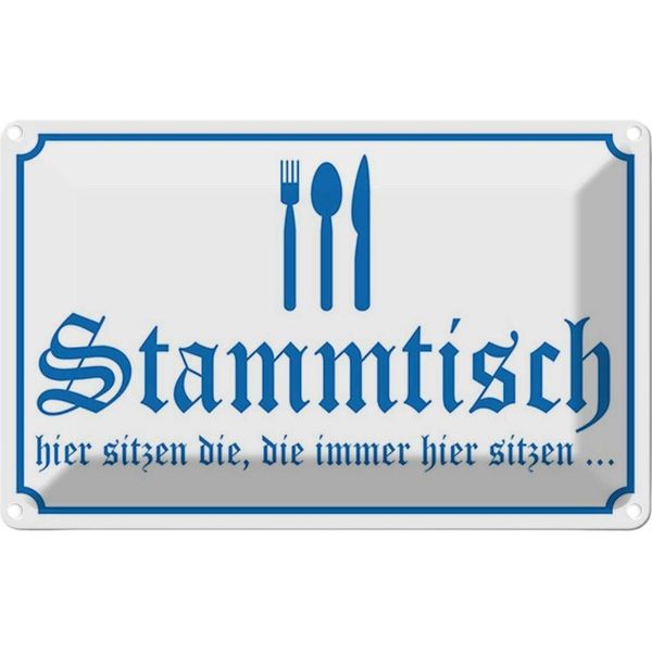 Vianmo Insegna Di Latta 12X18 Cm Stammtisch Hier Sitzen Wieß-image
