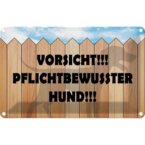 Vianmo Insegna Di Latta 12X18 Cm Vorsicht Pflichtbewusster Hund-image