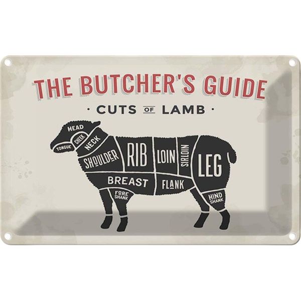 Vianmo Insegna Di Latta 20X30 Cm Lamm Lamb Cuts Metzgerei Fleisch-image