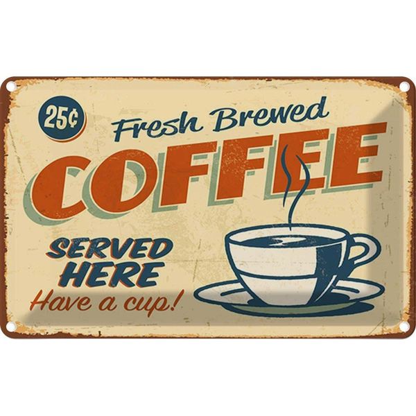 Vianmo Insegna Di Latta 20X30 Cm Kaffee Fresh Brewed Coffee-image