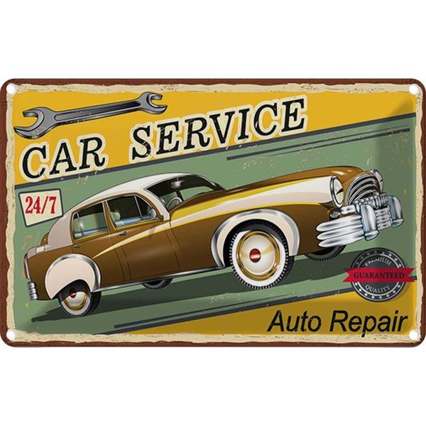 Vianmo Insegna Di Latta 20X30 Cm Car Service 24/7 Auto Repair-image
