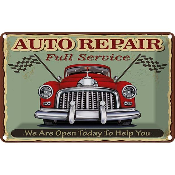 Vianmo Insegna Di Latta 20X30 Cm Auto Repair Full Service-image