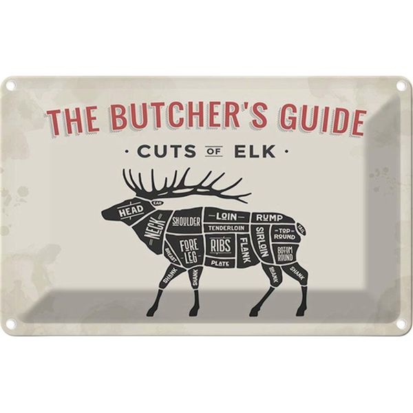 Vianmo Insegna Di Latta 20X30 Cm Elch Cuts Of Elk Metzgerei-image