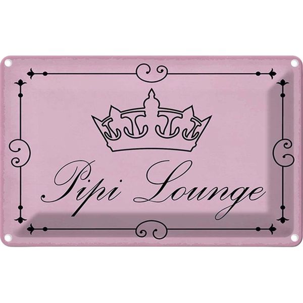 Vianmo Insegna Di Latta 12X18 Cm Pipi Lounge Toilette Krone Rosa-image