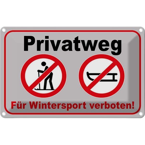 Vianmo Insegna Di Latta 20X30 Cm Privatweg Wintersport Verboten-image