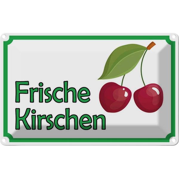 Vianmo Insegna Di Latta 20X30 Cm Frische Kirschen Hofladen-image