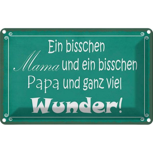 Vianmo Insegna Di Latta 20X30 Cm Bisschen Mama Papa Viel Wunder-image