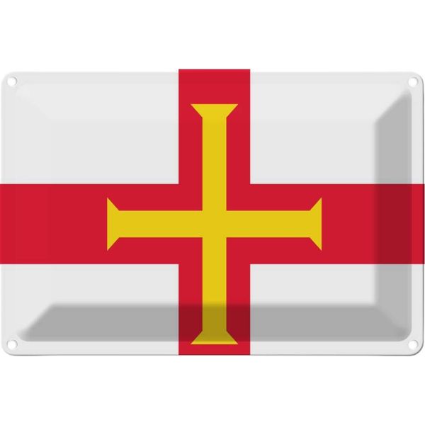 Vianmo Insegna Di Latta 12X18 Cm Bandiera Guernseys Flag Of Guernsey-image