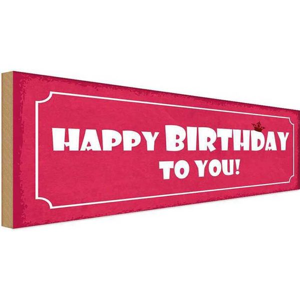 Vianmo Insegna In Legno 10X27 Cm Happy Birthday To You-image