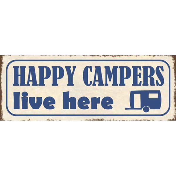 Vianmo Insegna In Legno 10X27 Cm Happy Campers Live Here Camping-image