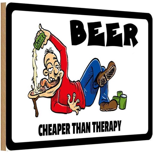 Vianmo Insegna In Legno 20X30 Cm Alkohol Beer Cheaper Than Therapy Bier-image