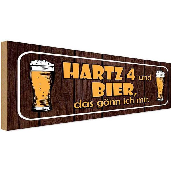 Vianmo Insegna In Legno 10X27 Cm Hartz 4 Und Bier GöNn Ich Mir-image
