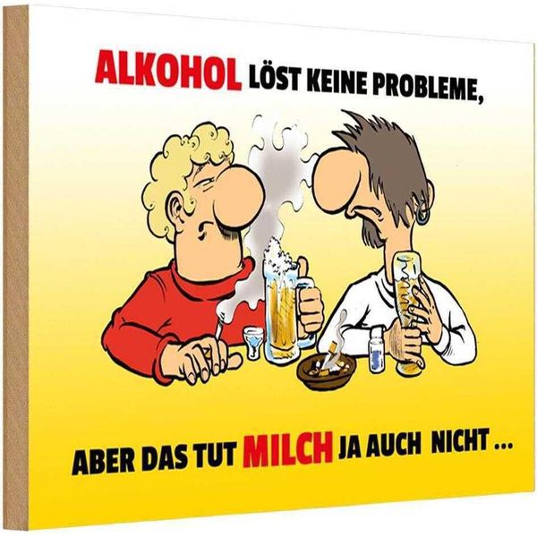 Vianmo Insegna In Legno 20X30 Cm Alkohol LöSt Keine Probleme-image