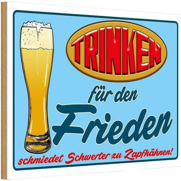 Vianmo Insegna In Legno 20X30 Cm Alkohol Trinken FüR Den Frieden Bier-image