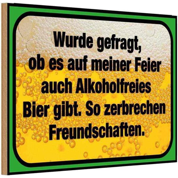 Vianmo Insegna In Legno 12X18 Cm Alkoholfreies Bier Zerbricht-image
