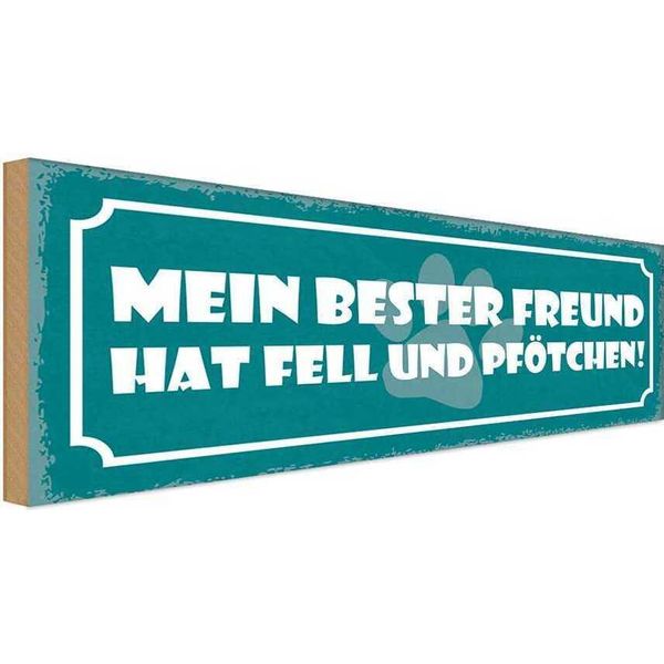 Vianmo Insegna In Legno 10X27 Cm Hund Bester Freund Fell PföTchen-image